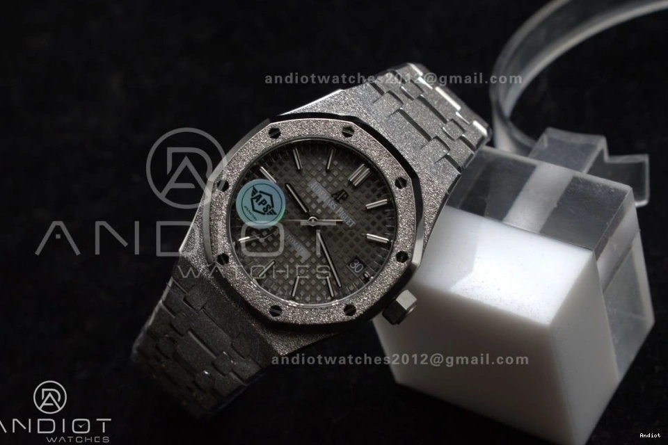 SS Royal Frosted Best Oak Bracelet Grey on Super 1:1 Dial SS SA3120 15454 37mm Clone APSF Edition Textured 0202